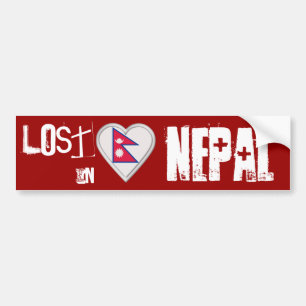 Förlorade i Nepal nepalesisk flaggahjärta Bildekal