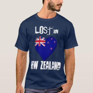 Förlorade i nyazeeländsk flaggahjärta t shirt
