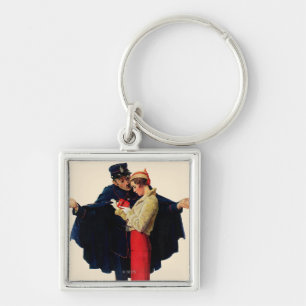 Förlorade i Paris Fyrkantig Silverfärgad Nyckelring