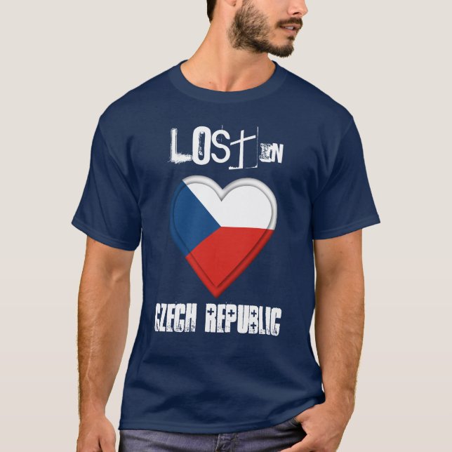 Förlorade i tjeckisk republikflaggahjärta t shirt (Framsida)