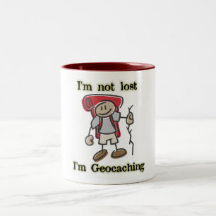 "Förlorade jag förmiddagen inte" Geocaching som Två-Tonad Mugg
