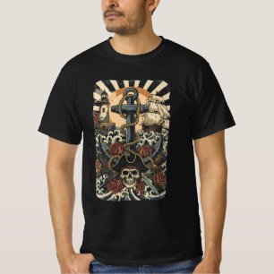 Förlorade pirater i Ocean Halftone Svart T Shirt