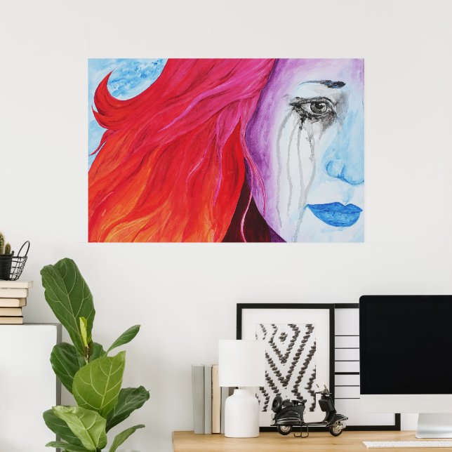 Förlorar Färg Surreal Regnbåge Kvinna Original Kon Poster (Hemmakontoret)