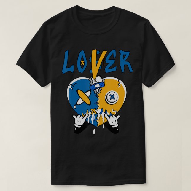 Förlorare Älskare Heart-droppstycke Låg blå Gult M T Shirt (Design framsida)