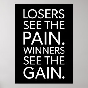 Förlorare Se Pain, vinnare Se Gain - Gym, Hustle Poster