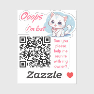 Förlorat och Funnet QR-klistermärke Fluffy Pink  Klistermärken