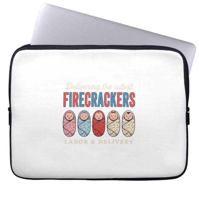 Förlossning Firecrackers Söt Barnsköterska Desi Laptop Fodral (Framsidan)