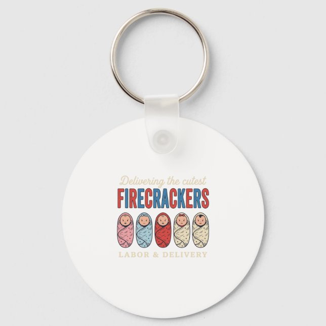 Förlossning Firecrackers Söt Barnsköterska Desi Nyckelring (Framsida)