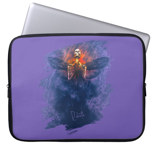 Förlossning. Skeleton med vingar stigning upp Laptop Fodral (Framsidan)