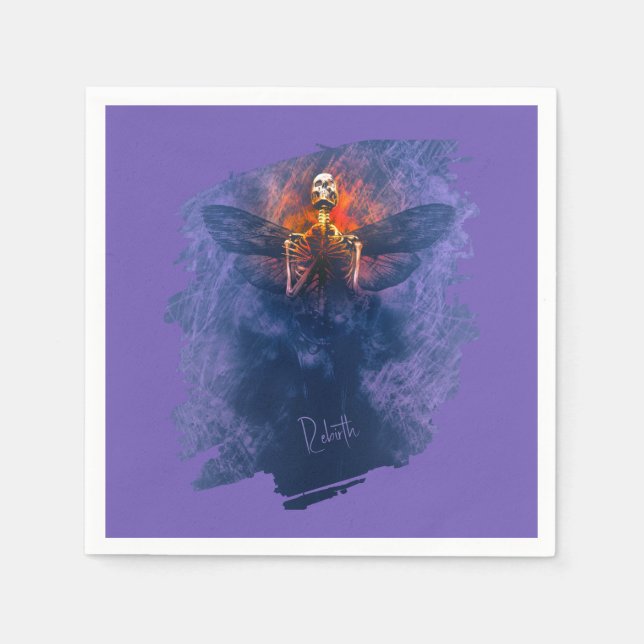 Förlossning. Skeleton med vingar stigning upp Pappersservett (Framsidan)