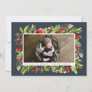 Förlossningsannonsering för Watercolor foliekristm Julkort