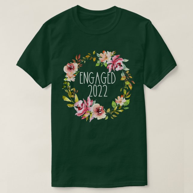 Förlovad 2022 Blommig Krans Blomma Bröllop Brud Gr T Shirt (Design framsida)