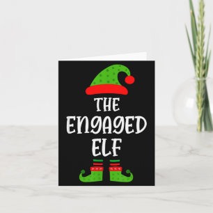 Förlovad Elf Familj Matchande Jul Förlovning Kort