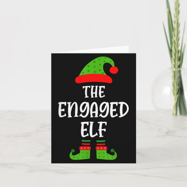 Förlovad Elf Familj Matchande Jul Förlovning  Kort (Framsida)