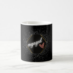 Förlovad Glam Svart och Silver Kaffemugg