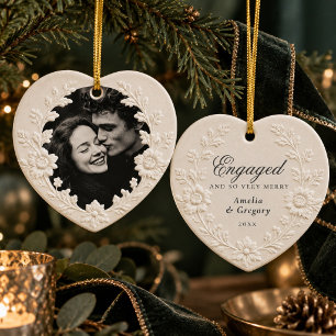 Förlovad och så glad jul för par foto julgransprydnad keramik