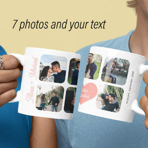 Förlovade par 7 fotokollage tillsammans bättre kaffemugg