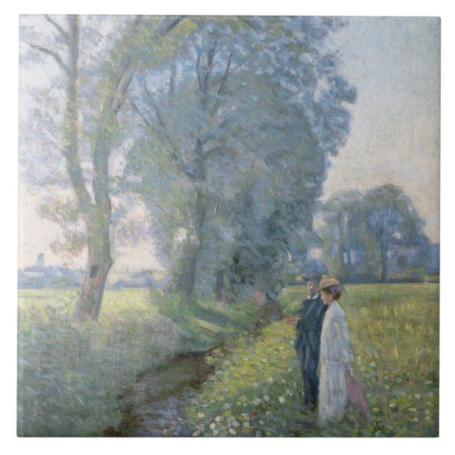 Förlovade par (bröllop och äktenskap) (förlovning) kakelplatta (Framsidan)