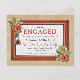 Förlovning av läder och syskonbilder i Struktur Inbjudan Vykort