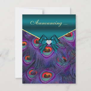 Förlovning av Teal Plum Peacock-meddelande Meddelande