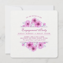 förlovning av vattenfärgen rosa anemon blommigt inbjudningar