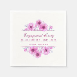 förlovning av vattenfärgen rosa anemon blommigt pappersservett