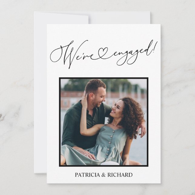 Förlovning aviserar och sparar datumfoto meddelande (Framsida)