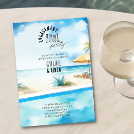 Förlovning Bassäng Party Watercolor Beach Inbjudningar