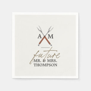 Förlovning BBQ Monogram Papper Pappersservett