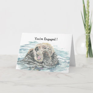 Förlovning bröllop Gratulerar Cute Exced Otter Kort