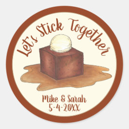 Förlovning Bröllopsfest Fästoftepudding Runt Klistermärke