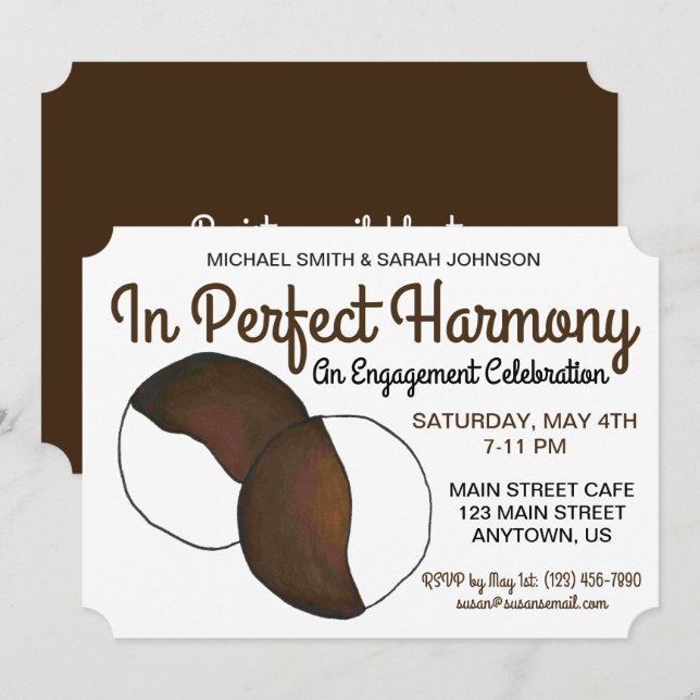 Förlovning Bröllopsfest NYC Black White Cookie Inbjudningar (Fram/baksida)