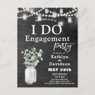 Förlovning Eucalyptus Blommigt Chalkboard Party Inbjudan Vykort
