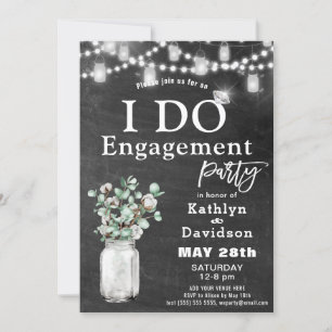 Förlovning Eucalyptus Blommigt Chalkboard Party Inbjudningar