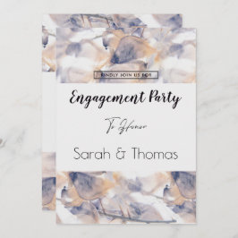 FÖRLOVNING FÖR ELEGANT AV VIT- OCH BLUE PATELE-BLO INBJUDNINGAR