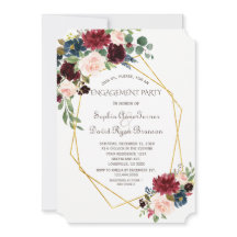 Förlovning för Guld Geometric Burgundy Blommigt