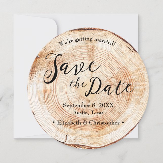 Förlovning för klippt  av träbetskorn i Träd Fotow Inbjudningar (Framsida)