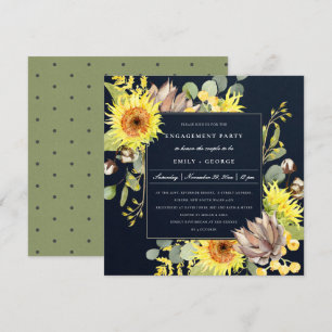 Förlovning FÖR RUSTISK NAVY SUNFLOWER EUCALYPTUS B Inbjudningar