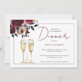 Förlovning för vattenfärg Burgundy-Blommigt Inbjudningar