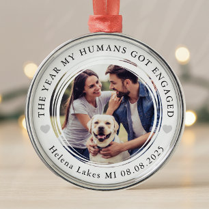 Förlovning Hund Humans Photo Keepsak Julgransprydnad Metall