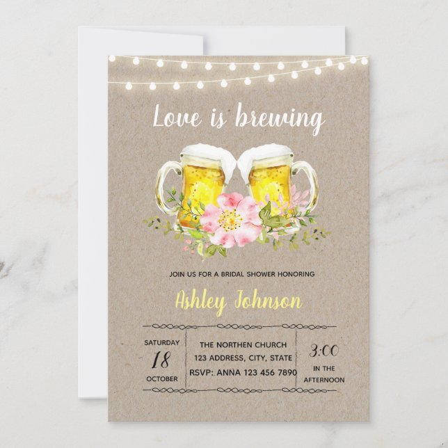 Förlovning kärlek brygger inbjudan (Framsida)