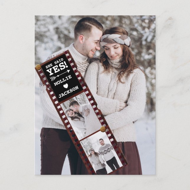 Förlovning Meddelande om att hon sa ja Foto Vykort (Framsida)