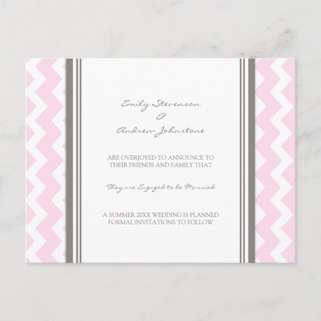 Förlovning Meddelande om vykort Rosa Grått (Framsida)