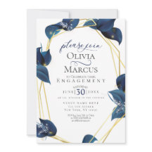 Förlovning Modern Deep Indigo Blue och Guld