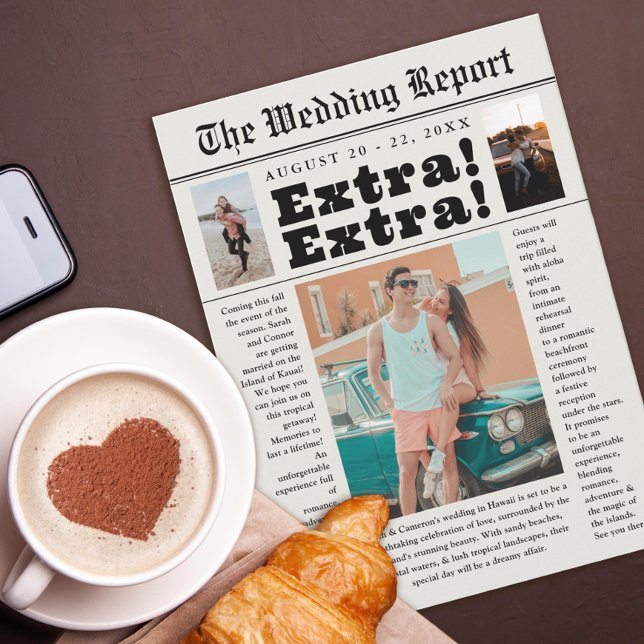 Förlovning Newspaper Headline Photo Bröllop Spara Datumet (Skapare uppladdad)