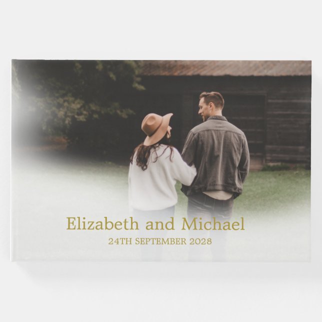 Förlovning Photo Guld Elegant Keepsak Gästböcker (Framsida)