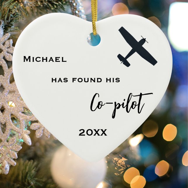 Förlovning Photo hittade sitt medpilotplan Julgransprydnad Keramik (back)