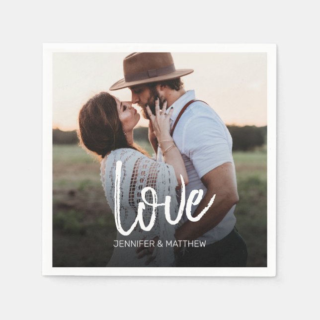 Förlovning Photo Kärlek Typography Pappersservett (Framsidan)