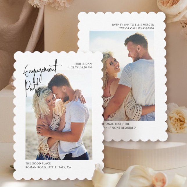 Förlovning Photo Vågigt fotoinbjudan till Kant Inbjudningar (Engagement Photo Invitation from the Engagement Party Invitations collection by Darling & May)