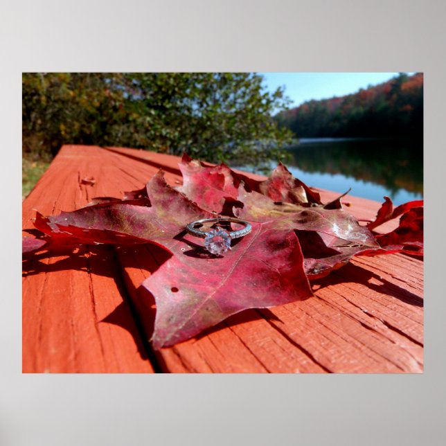 Förlovning Ring på hösten Löv Poster (Framsidan)